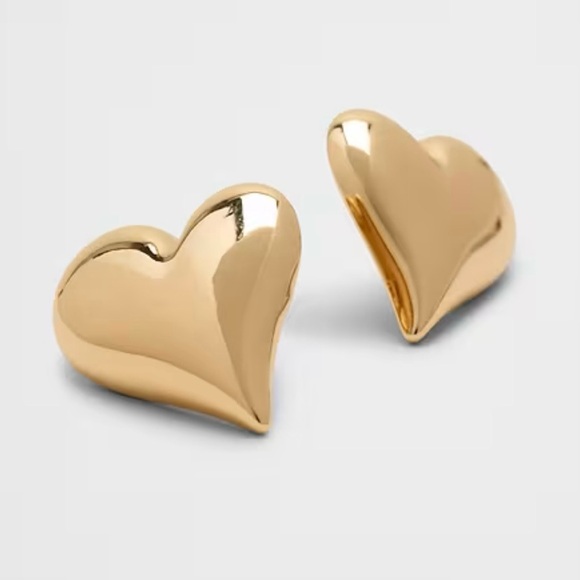Banana Republic Women’s Earrings Oversized Gold Heart Stud NWT - Picture 2 of 7